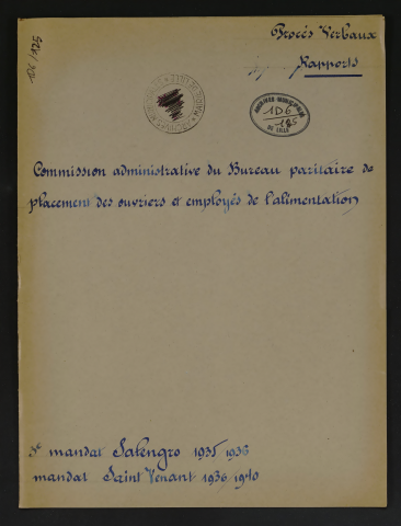 Commission administrative du Bureau paritaire de déplacement des ouvriers et employés de l'alimentation.