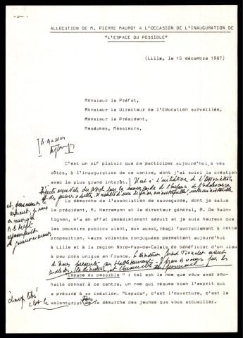 Inauguration de "L'Espace du Possible" 50 rue de Valenciennes. (Lille)