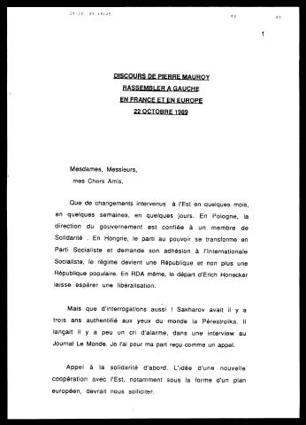 Rassembler à Gauche en Frace et en Europe.