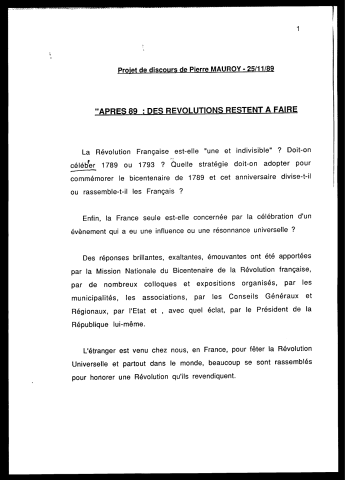 Colloque Socialisme an 2000 : après 89, des révolutions restent à faire. (Paris)