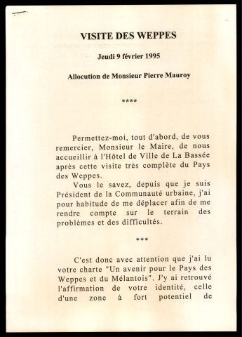 Visite des communes du secteur des Weppes. (La Bassée)