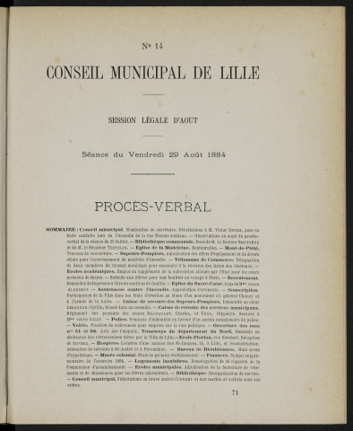 séance du 29 août 1884