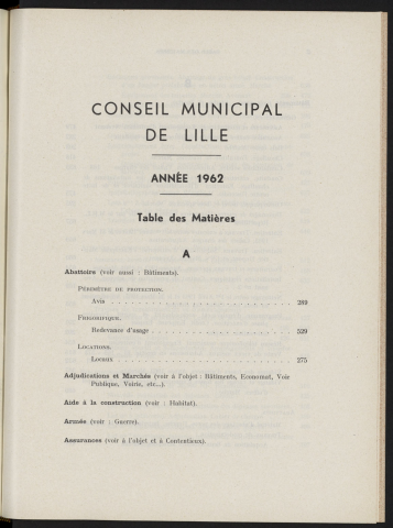 Table analytique 1962