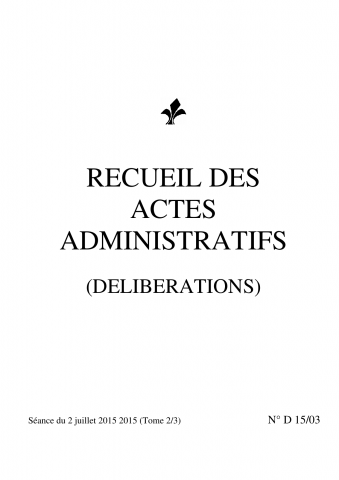 Délibérations, séance du 2 juillet 2015, tome 2.