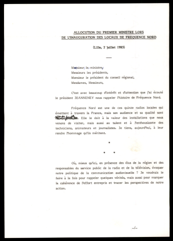 Inauguration des locaux de Fréquence Nord.