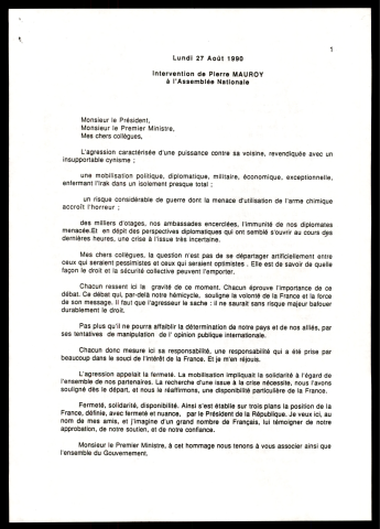 Débat à l'Assemblée Nationale sur le conflit dans le Golfe. (Paris)