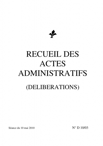 Délibérations, séance du 10 mai 2010.