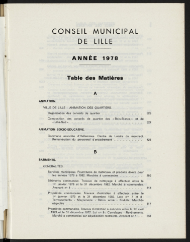 Table analytique 1978