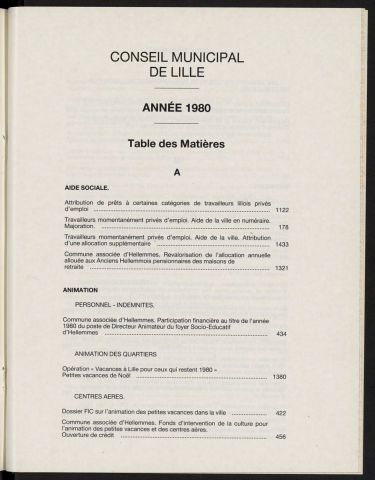 Table analytique 1980