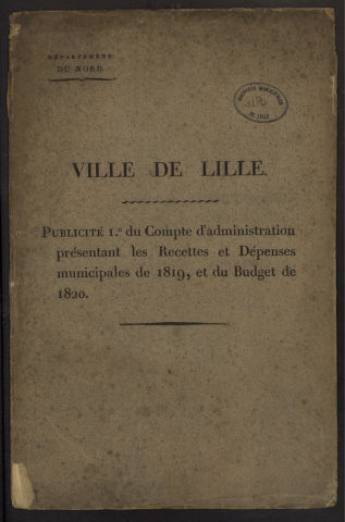 Compte d'administration 1819 et budget 1820.