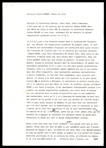 Colloque CFDT pour les 100 ans des droits syndicaux. (Lille)