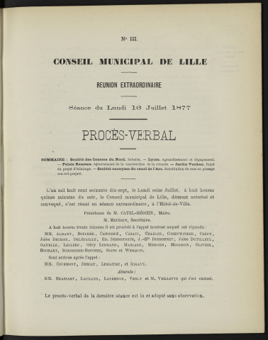 séance du 16 juillet 1877
