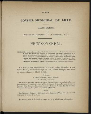 séance du 15 novembre 1876