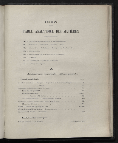 table analytique 1905