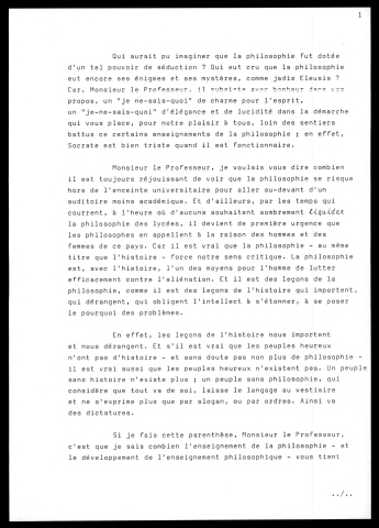 Réception en l'honneur de M. Jankelevitch.