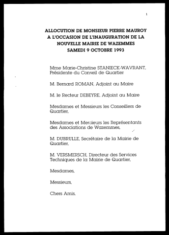 Inauguration de la nouvelle Mairie de quartier de Wazemmes. (Lille)