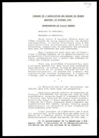 Congrès de l'association des maires de France. (Les Ulis)