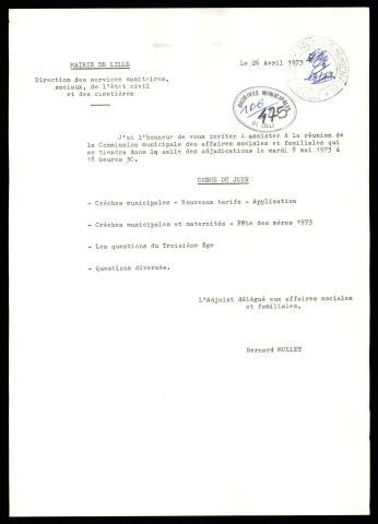 Commission des crèches, pouponnière et troisième âge.