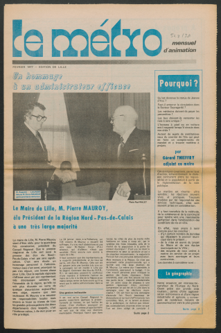 Le Métro .- Un hommage à un administrateur efficace.