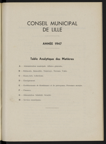 Table analytique 1947