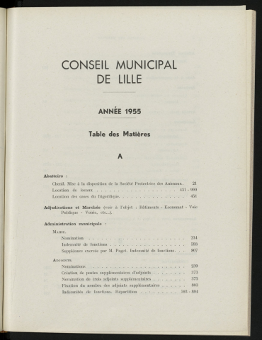 Table analytique 1955