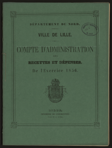 Compte d'administration et budget 1856.
