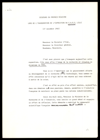 Inauguration de l'exposition Image de la recherche au centre national de la recherche scientifique (CNRS).