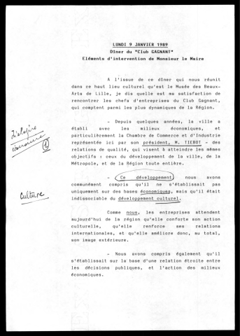 Dîner du Club gagnant, les sponsors de la Vieille bourse. (Lille)