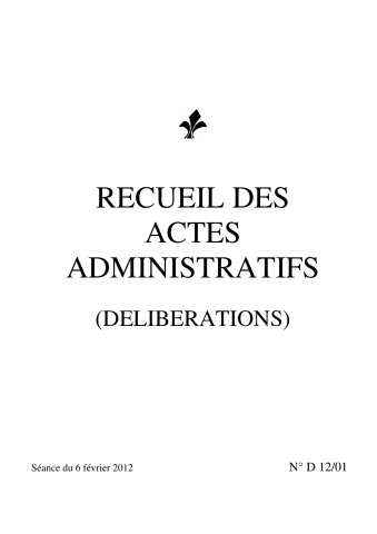 Délibérations, séance du 06 février 2012.