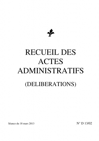 Délibérations, séance du 18 mars 2013.