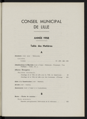 Table analytique 1958