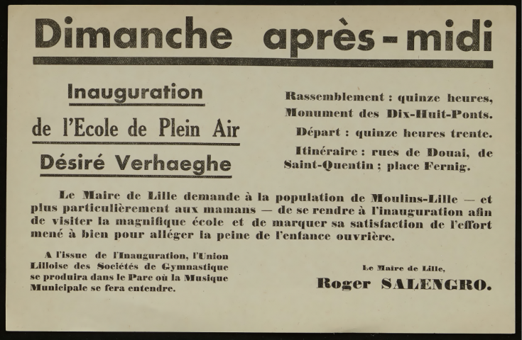 Inauguration : communiqués et articles de presse, notice descriptive.