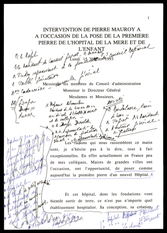 Pose de la première pierre de l'hôpital de la Mère et l'enfant CHR de Lille. (Lille)