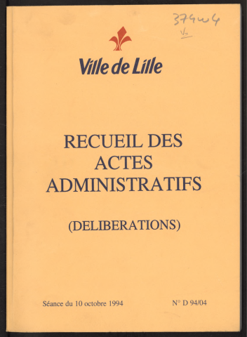 Délibérations, séance du 10 octobre 1994.