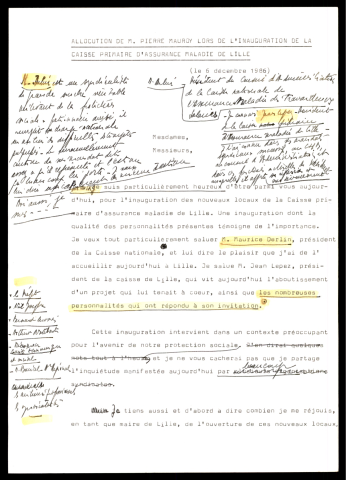 Inauguration de la caisse primaire d'assurance maladie. (Lille)