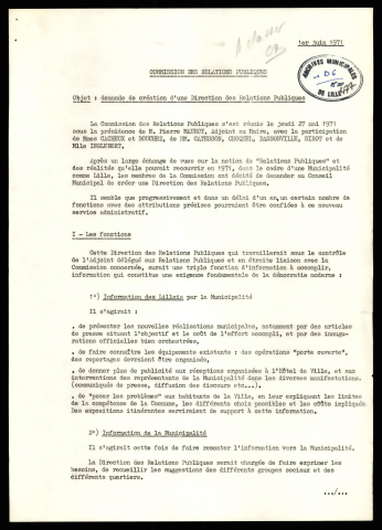 Commission des relations publiques.