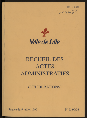 Délibérations, séance du 09 juillet 1999.
