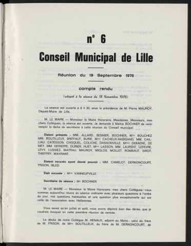 séance du 19 septembre 1976