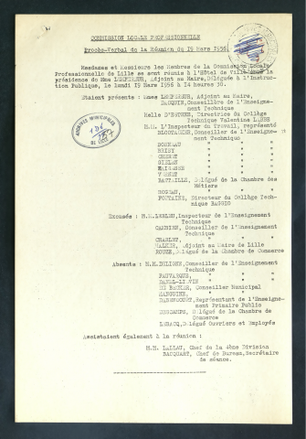 Commission locale professionnelle.