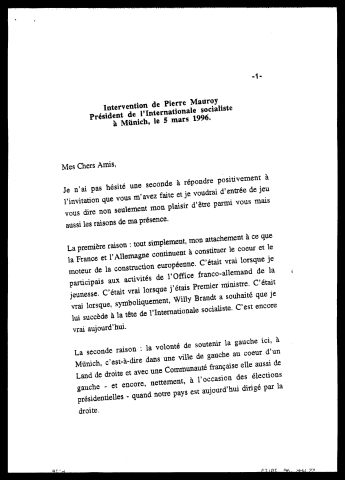 Congrès de l'internationale socialiste. (Munich - Allemagne)