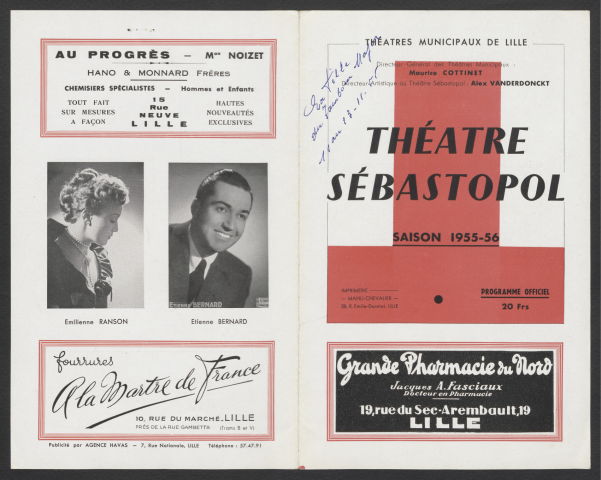 La fille du tambour-major, 11-13/11/1955.