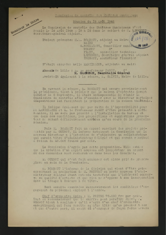 Commission de contrôle des théâtres municipaux.