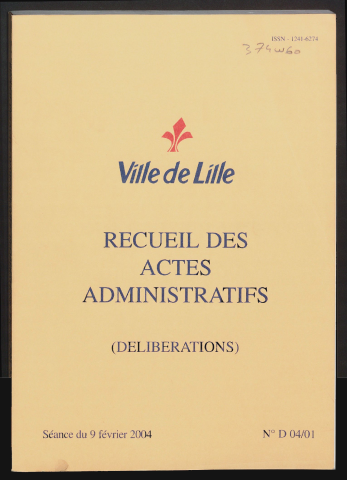 Délibérations, séance du 09 février 2004.
