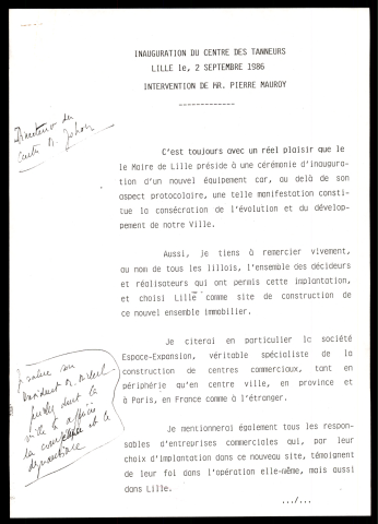 Inauguration du centre commercial des Tanneurs. (Lille)