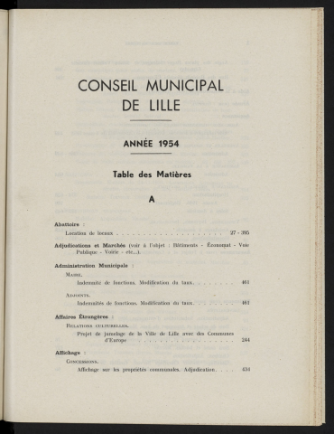 Table analytique 1954