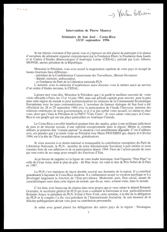 Séminaire Fondation Jean Jaurès. (San Jose - Costa-Rica)