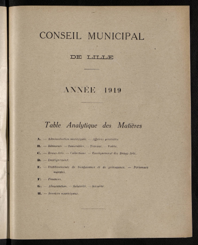 Table analytique 1919