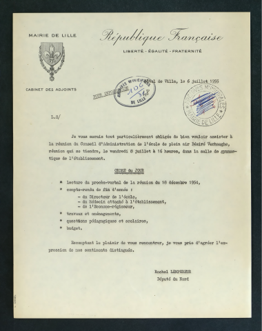 Commission d'administration de l'école de plein air Désiré Verhaeghe.