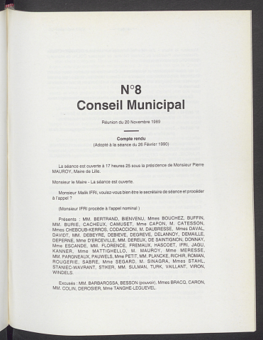 séance du 20 novembre 1989