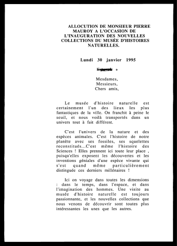 Inauguration des nouvelles collections du musée d'histoires naturelles. (Lille)